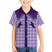 Aloha Hawaii Cowboys Paniolo Family Matching Short Sleeve Bodycon Dress and Hawaiian Shirt Violet Palaka - Polynesian Pride