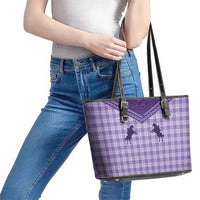 Aloha Hawaii Cowboys Paniolo Leather Tote Bag Violet Palaka - Polynesian Pride