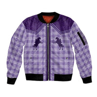 Aloha Hawaii Cowboys Paniolo Sleeve Zip Bomber Jacket Violet Palaka - Polynesian Pride
