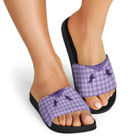 Aloha Hawaii Cowboys Paniolo Slide Sandals Violet Palaka - Polynesian Pride