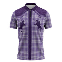 Aloha Hawaii Cowboys Paniolo Zipper Polo Shirt Violet Palaka - Polynesian Pride