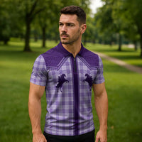 Aloha Hawaii Cowboys Paniolo Zipper Polo Shirt Violet Palaka - Polynesian Pride