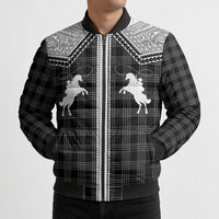 Aloha Hawaii Cowboys Paniolo Bomber Puffer Jacket Black Palaka - Polynesian Pride