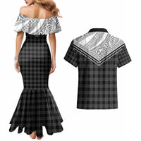 Aloha Hawaii Cowboys Paniolo Couples Matching Mermaid Dress and Hawaiian Shirt Black Palaka LT7 - Polynesian Pride