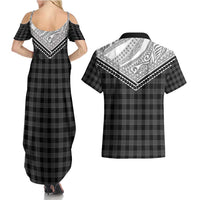 Aloha Hawaii Cowboys Paniolo Couples Matching Summer Maxi Dress and Hawaiian Shirt Black Palaka LT7 - Polynesian Pride