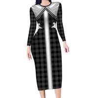 Aloha Hawaii Cowboys Paniolo Family Matching Long Sleeve Bodycon Dress and Hawaiian Shirt Black Palaka - Polynesian Pride
