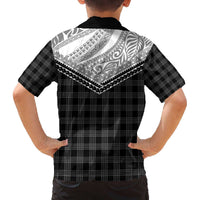 Aloha Hawaii Cowboys Paniolo Family Matching Off The Shoulder Long Sleeve Dress and Hawaiian Shirt Black Palaka LT7 - Polynesian Pride