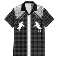 Aloha Hawaii Cowboys Paniolo Family Matching Off The Shoulder Long Sleeve Dress and Hawaiian Shirt Black Palaka LT7 Dad's Shirt - Short Sleeve Black - Polynesian Pride