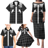 Aloha Hawaii Cowboys Paniolo Family Matching Puletasi and Hawaiian Shirt Black Palaka LT7 - Polynesian Pride