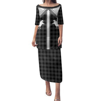Aloha Hawaii Cowboys Paniolo Family Matching Puletasi and Hawaiian Shirt Black Palaka LT7 Mom's Dress Black - Polynesian Pride