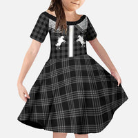 Aloha Hawaii Cowboys Paniolo Family Matching Short Sleeve Bodycon Dress and Hawaiian Shirt Black Palaka - Polynesian Pride
