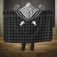 Aloha Hawaii Cowboys Paniolo Hooded Blanket Black Palaka LT7 - Polynesian Pride