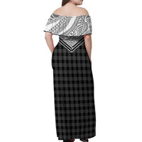 Aloha Hawaii Cowboys Paniolo Off Shoulder Maxi Dress Black Palaka - Polynesian Pride