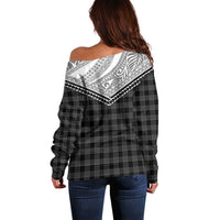 Aloha Hawaii Cowboys Paniolo Off Shoulder Sweater Black Palaka LT7 - Polynesian Pride
