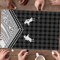 Aloha Hawaii Cowboys Paniolo Puzzle Black Palaka LT7 - Polynesian Pride