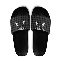 Aloha Hawaii Cowboys Paniolo Slide Sandals Black Palaka LT7 Black - Polynesian Pride