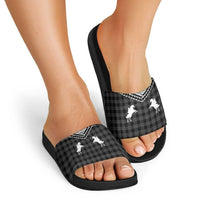 Aloha Hawaii Cowboys Paniolo Slide Sandals Black Palaka LT7 - Polynesian Pride