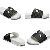 Aloha Hawaii Cowboys Paniolo Slide Sandals Black Palaka LT7 - Polynesian Pride