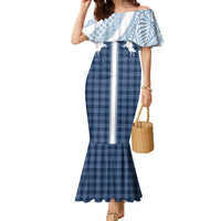 Aloha Hawaii Cowboys Paniolo Family Matching Mermaid Dress and Hawaiian Shirt Navy Blue Palaka - Polynesian Pride
