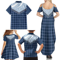 Aloha Hawaii Cowboys Paniolo Family Matching Summer Maxi Dress and Hawaiian Shirt Navy Blue Palaka - Polynesian Pride