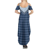 Aloha Hawaii Cowboys Paniolo Family Matching Summer Maxi Dress and Hawaiian Shirt Navy Blue Palaka - Polynesian Pride