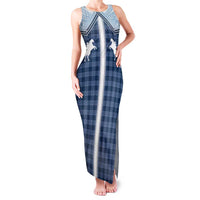 Aloha Hawaii Cowboys Paniolo Family Matching Tank Maxi Dress and Hawaiian Shirt Navy Blue Palaka - Polynesian Pride