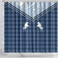 Aloha Hawaii Cowboys Paniolo Shower Curtain Navy Blue Palaka - Polynesian Pride