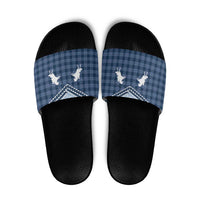 Aloha Hawaii Cowboys Paniolo Slide Sandals Navy Blue Palaka LT7 Navy - Polynesian Pride