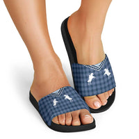 Aloha Hawaii Cowboys Paniolo Slide Sandals Navy Blue Palaka LT7 - Polynesian Pride