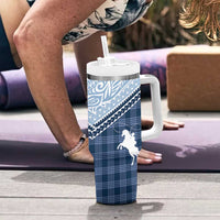 Aloha Hawaii Cowboys Paniolo Tumbler With Handle Navy Blue Palaka - Polynesian Pride