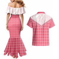 Aloha Hawaii Cowboys Paniolo Couples Matching Mermaid Dress and Hawaiian Shirt Rose Palaka LT7 - Polynesian Pride