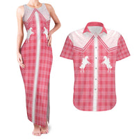 Aloha Hawaii Cowboys Paniolo Couples Matching Tank Maxi Dress and Hawaiian Shirt Rose Palaka - Polynesian Pride
