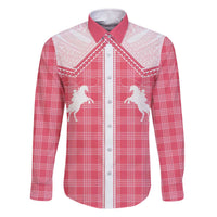 Aloha Hawaii Cowboys Paniolo Family Matching Off The Shoulder Long Sleeve Dress and Hawaiian Shirt Rose Palaka - Polynesian Pride