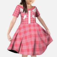 Aloha Hawaii Cowboys Paniolo Family Matching Short Sleeve Bodycon Dress and Hawaiian Shirt Rose Palaka LT7 Daughter's Dress Pink - Polynesian Pride