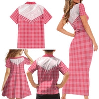 Aloha Hawaii Cowboys Paniolo Family Matching Short Sleeve Bodycon Dress and Hawaiian Shirt Rose Palaka LT7 - Polynesian Pride