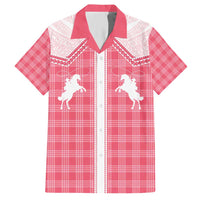 Aloha Hawaii Cowboys Paniolo Family Matching Short Sleeve Bodycon Dress and Hawaiian Shirt Rose Palaka LT7 Dad's Shirt - Short Sleeve Pink - Polynesian Pride