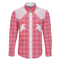 Aloha Hawaii Cowboys Paniolo Family Matching Short Sleeve Bodycon Dress and Hawaiian Shirt Rose Palaka LT7 Dad's Shirt - Long Sleeve Pink - Polynesian Pride