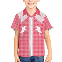 Aloha Hawaii Cowboys Paniolo Family Matching Short Sleeve Bodycon Dress and Hawaiian Shirt Rose Palaka LT7 Son's Shirt Pink - Polynesian Pride