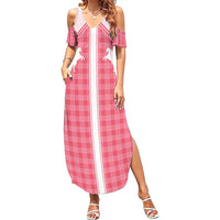 Aloha Hawaii Cowboys Paniolo Family Matching Summer Maxi Dress and Hawaiian Shirt Rose Palaka LT7 Mom's Dress Pink - Polynesian Pride