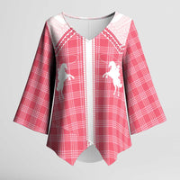 Aloha Hawaii Cowboys Paniolo Kimono Sleeve Blouse Rose Palaka - Polynesian Pride