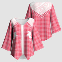 Aloha Hawaii Cowboys Paniolo Kimono Sleeve Blouse Rose Palaka - Polynesian Pride