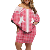 Aloha Hawaii Cowboys Paniolo Off Shoulder Short Dress Rose Palaka LT7 Women Pink - Polynesian Pride
