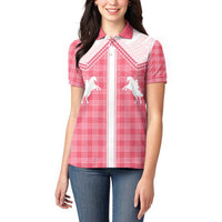 Aloha Hawaii Cowboys Paniolo Women Polo Shirt Rose Palaka - Polynesian Pride