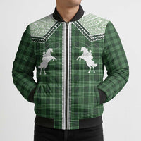 Aloha Hawaii Cowboys Paniolo Bomber Puffer Jacket Forest Green Palaka - Polynesian Pride