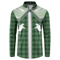 Aloha Hawaii Cowboys Paniolo Button Sweatshirt Forest Green Palaka - Polynesian Pride