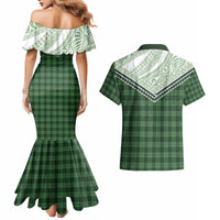 Aloha Hawaii Cowboys Paniolo Couples Matching Mermaid Dress and Hawaiian Shirt Forest Green Palaka LT7 - Polynesian Pride