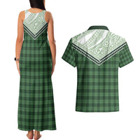 Aloha Hawaii Cowboys Paniolo Couples Matching Tank Maxi Dress and Hawaiian Shirt Forest Green Palaka LT7 - Polynesian Pride