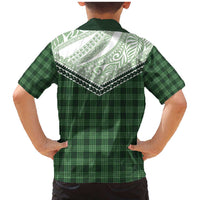 Aloha Hawaii Cowboys Paniolo Family Matching Mermaid Dress and Hawaiian Shirt Forest Green Palaka - Polynesian Pride