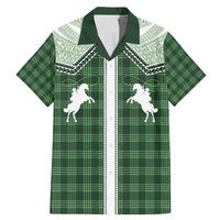 Aloha Hawaii Cowboys Paniolo Family Matching Mermaid Dress and Hawaiian Shirt Forest Green Palaka - Polynesian Pride