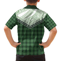 Aloha Hawaii Cowboys Paniolo Family Matching Off Shoulder Short Dress and Hawaiian Shirt Forest Green Palaka LT7 - Polynesian Pride